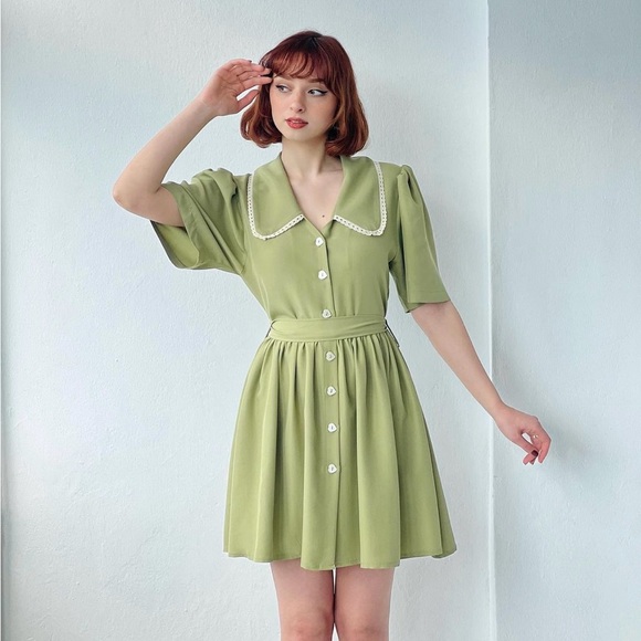 Green retro dress - Picture 2 of 3